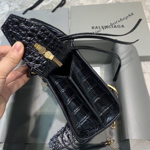 Balenciaga專櫃爆款鱷魚紋黑配金扣手袋手提包 638512 巴黎世家小號Neo Classic機車包 fyj1450